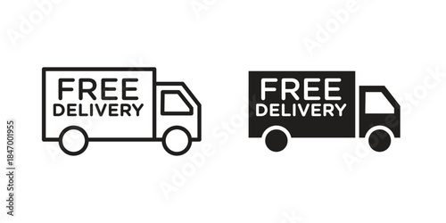 Free delivery icon element in flat simple style. Thin stroke editable icons