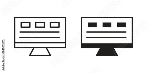 Front end icon element in flat simple style. Thin stroke editable icons