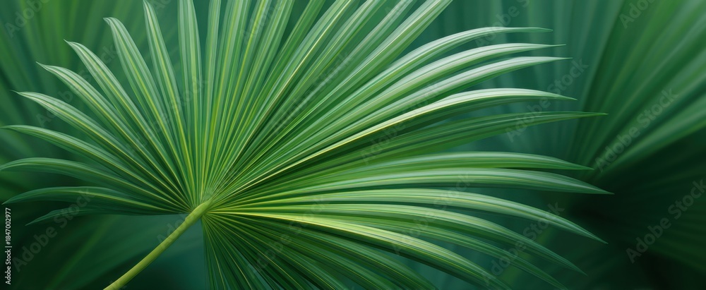 Obraz premium The palm leaf extends broadly with a smooth gentle sway.