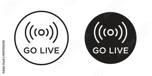 Go live icon element in flat simple style. Thin stroke editable icons