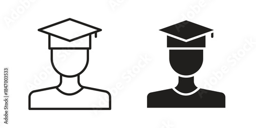 Graduated icon element in flat simple style. Thin stroke editable icons