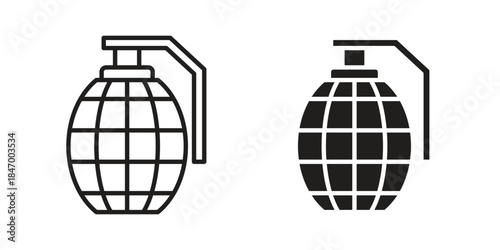 Granade icon element in flat simple style. Thin stroke editable icons