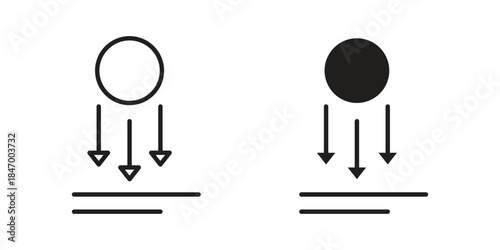 Gravity icon element in flat simple style. Thin stroke editable icons