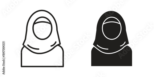 Arab woman icon concept template. linear or solid icon collection