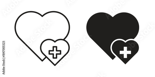 Heal icon element in flat simple style. Thin stroke editable icons