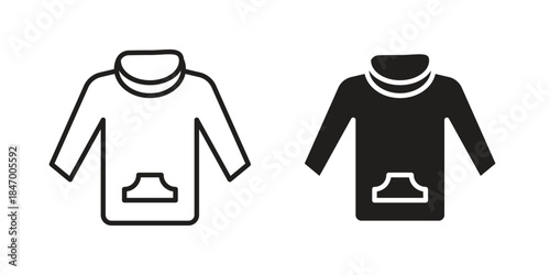 Hoodie icon element in flat simple style. Thin stroke editable icons