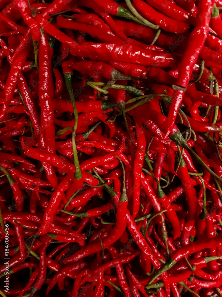 Fototapeta premium red chilies in traditional Indonesian markets 