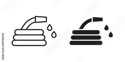Hose icon element in flat simple style. Thin stroke editable icons