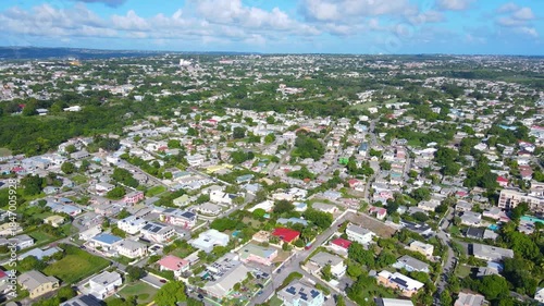 Hastings residential district and Hastings Beach aerial view South Coast in village of Hastings, Christ Church, Barbados. 