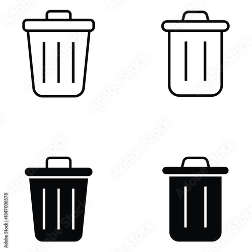 Trash bin delete sign symbol icon set