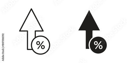 Increase rate icon element in flat simple style. Thin stroke editable icons
