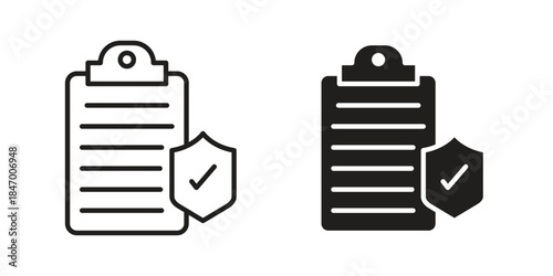 Insurance policy icon element in flat simple style. Thin stroke editable icons