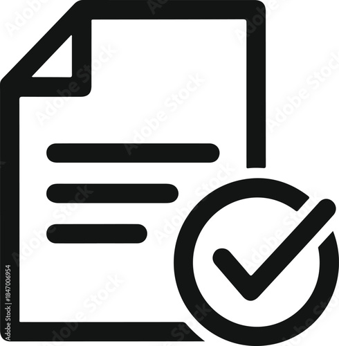 Verified document icon with a successful checkmark symbolizing approval and completion
