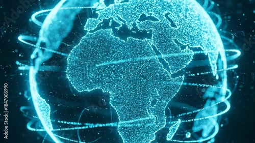 Digital Earth technology network connection and global data flow