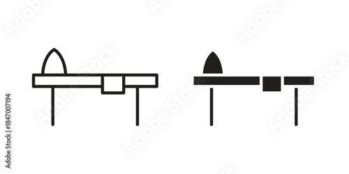 Iron board icon element in flat simple style. Thin stroke editable icons