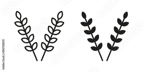 Lavender icon element in flat simple style. Thin stroke editable icons