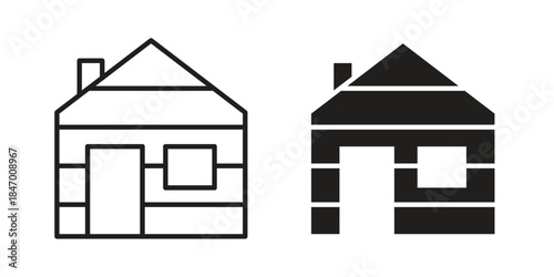 Lodge icon element in flat simple style. Thin stroke editable icons