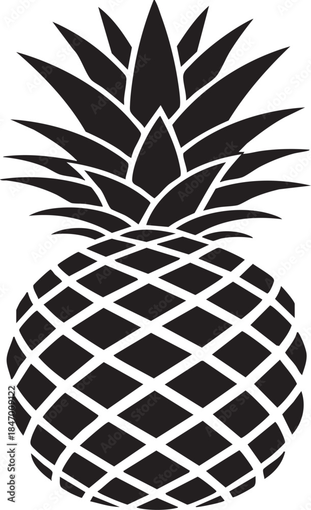 Fototapeta premium Black pineapple silhouette icon on light background
