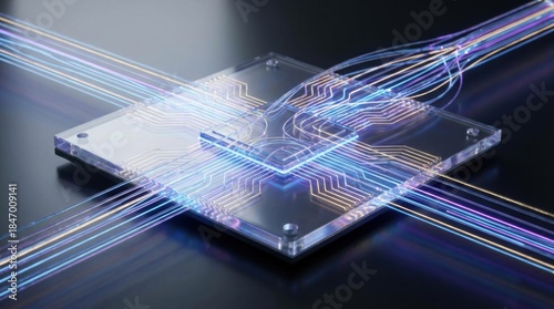 Wallpaper Mural The glowing circuit board represents the quantum computing concept through advanced data flows. Torontodigital.ca