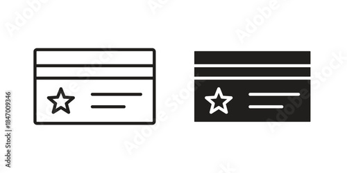 Loyalty card icon element in flat simple style. Thin stroke editable icons