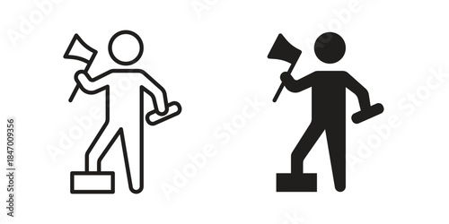 Lumberjack icon element in flat simple style. Thin stroke editable icons