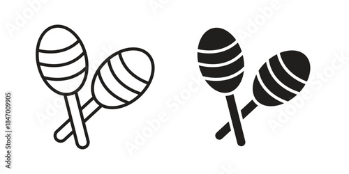 Maracas icon element in flat simple style. Thin stroke editable icons