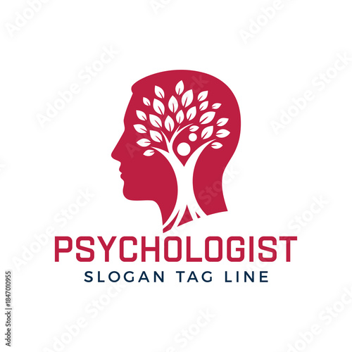 Psychologist logo with tree growing out of head