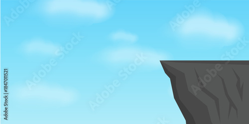 Rock Cliff. Vector Illustration Isolated on White Background. 