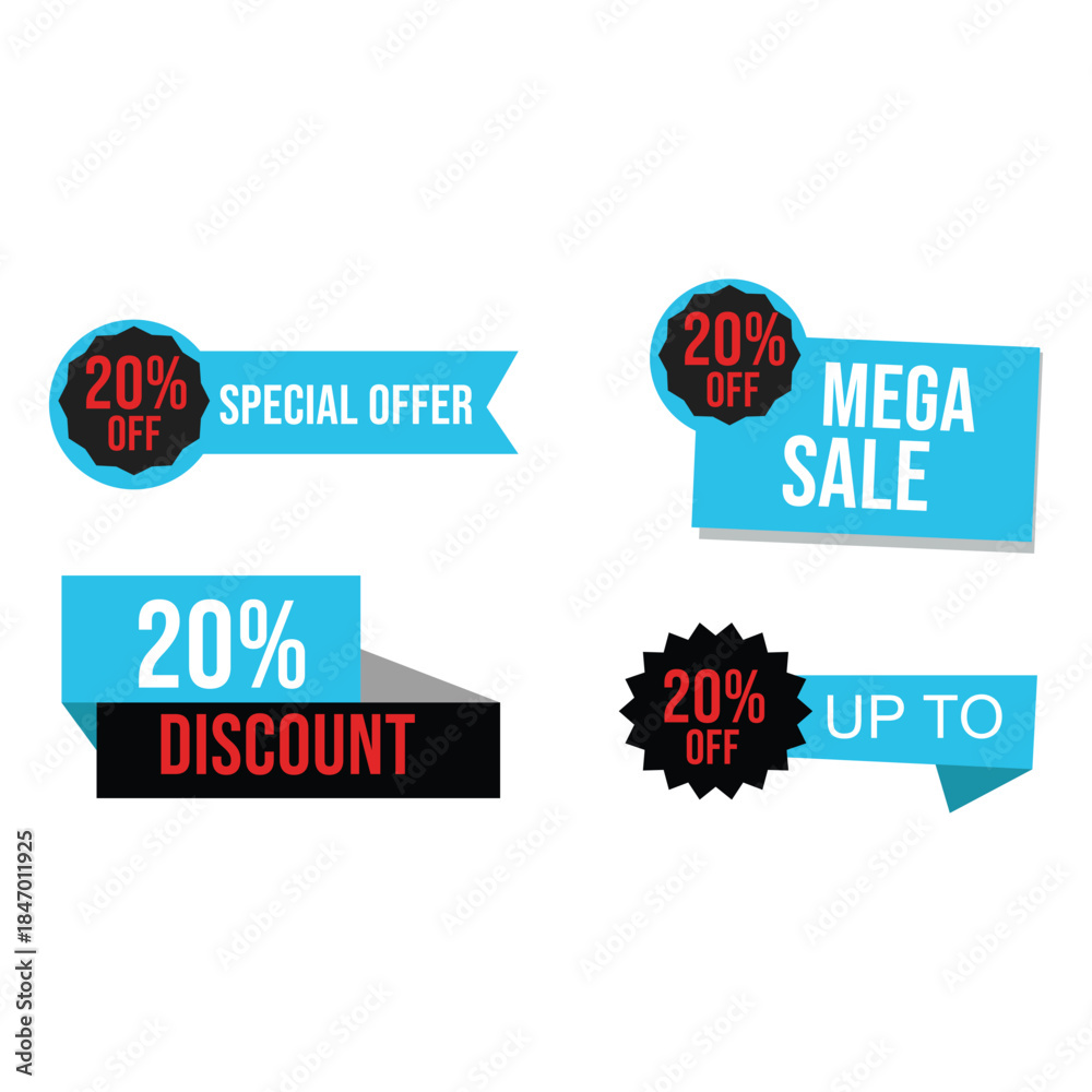 Obraz premium Colorful 20 Off Sale Banners: Vibrant & Eye-Catching Designs for Special Offers, Mega Sales & Promotional Events with Bold Text & Colorful Backgrounds