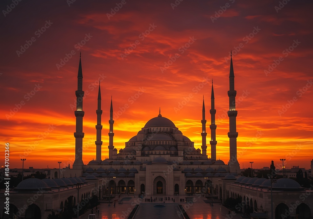 Obraz premium Sunset Over Mosque Architecture