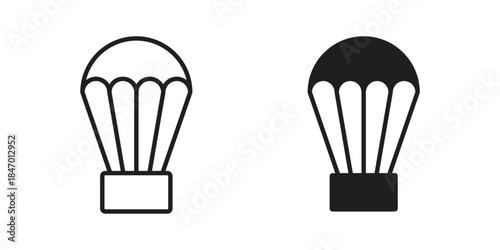Parachute icon element in flat simple style. Thin stroke editable icons