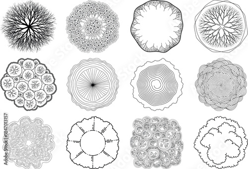 Collection of intricate black and white circular patterns with varying textures