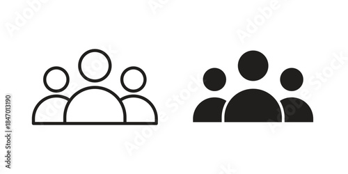 people icon element in flat simple style. Thin stroke editable icons