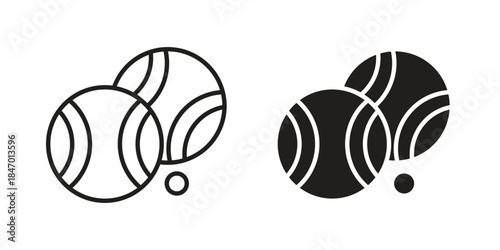 Petanque icon element in flat simple style. Thin stroke editable icons
