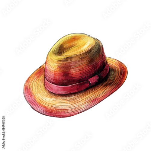summer hat drawn vector illustration