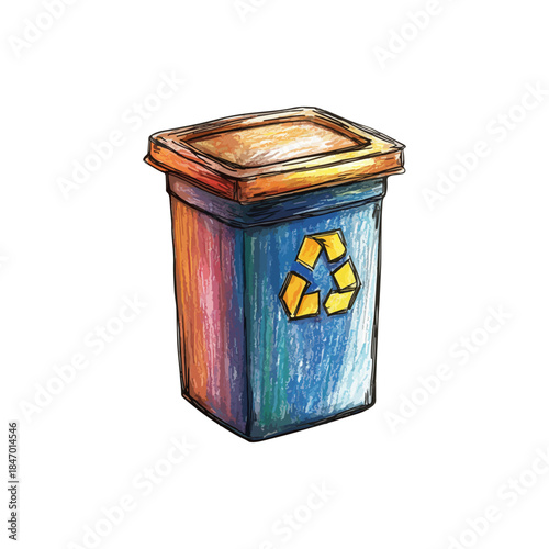 trash can hand drawn illustration