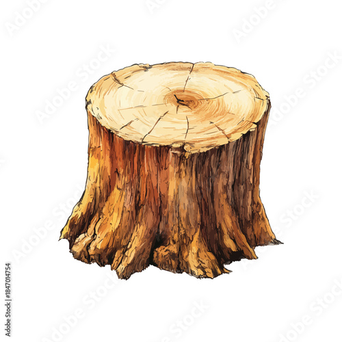 tree stump hand drawn illustration