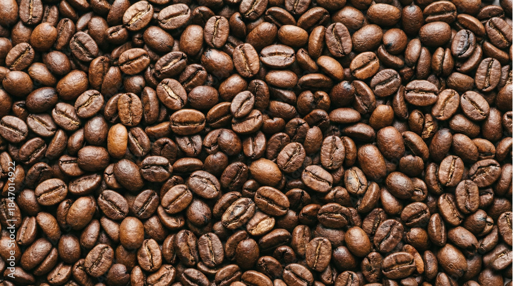 Fototapeta premium Seamless Pattern of Roasted Coffee Beans Top View