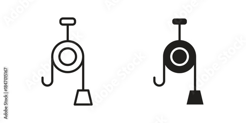 Pulley icon element in flat simple style. Thin stroke editable icons
