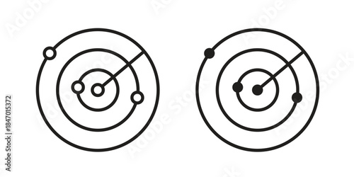 Radar icon element in flat simple style. Thin stroke editable icons