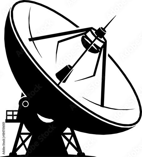 Large satellite dish antenna icon and vector illustration vectors silhouette

