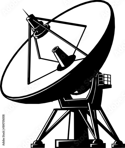 Large satellite dish antenna icon and vector illustration vectors silhouette

