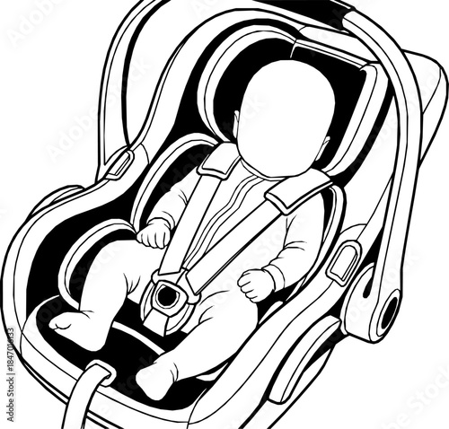Car seat baby outline icon vector
