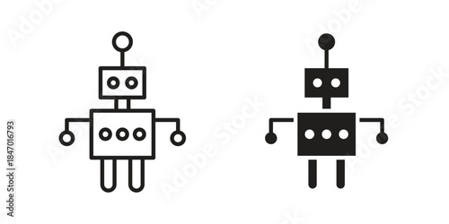 Robo icon element in flat simple style. Thin stroke editable icons