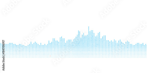 Abstract music equalizer background and blue urban cityscape silhouette illustration vector graphic design