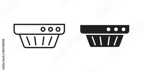 Smoke detector icon element in flat simple style. Thin stroke editable icons