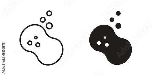 Soap cleaning icon element in flat simple style. Thin stroke editable icons