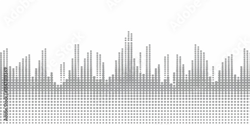 Sound wave abstract background design illustrating a metropolitan cityscape with buildings and skyscrapers under the night sky