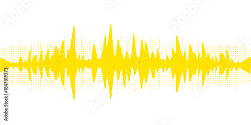 Digital blue technology pulse and music equalizer waveform design featuring an abstract vector illustration of green grass and audio wave vector elements for a modern nature background