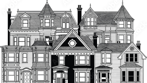 Set of Eight Building Silhouettes Vector Collection, Diverse Cityscape Icons, Modern Skyscraper and Traditional Home Graphics, Urban and Residential Architectural Elements Pack.